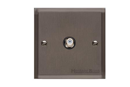 Elite Stepped Plate Range Matt Bronze Switches & Sockets, S09 - 1 Gang Satellite Socket by Heritage Brass By M-Marcus