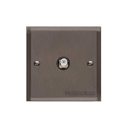Elite Stepped Plate Range Matt Bronze Switches & Sockets, S09 - 1 Gang Satellite Socket by Heritage Brass By M-Marcus