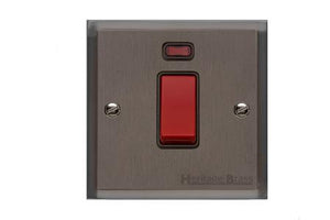 Elite Stepped Plate Range Matt Bronze Switches & Sockets, S09 - 45A DP Cooker Switch with Neon (single plate) by Heritage Brass By M-Marcus