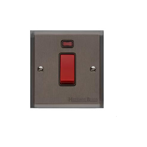 Elite Stepped Plate Range Matt Bronze Switches & Sockets, S09 - 45A DP Cooker Switch with Neon (single plate) by Heritage Brass By M-Marcus
