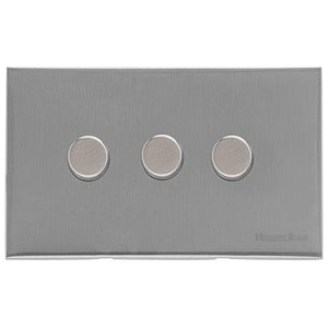 Windsor Range Satin Chrome Silk Switches & Sockets, WN35 - 3 Gang Dimmer 400 watts (Compatible with halogen/ incandescent bulbs) by Heritage Brass By M-Marcus
