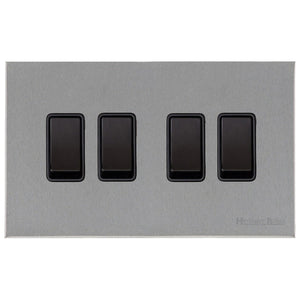 Windsor Range Satin Chrome Silk Switches & Sockets, WN35 - 4 Gang Rocker Switch by Heritage Brass By M-Marcus