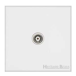 Windsor Range Matt White Switches & Sockets, WNW - 1 Gang Isolated TV Coaxial Socket by Heritage Brass By M-Marcus