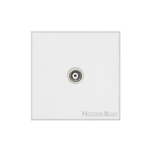 Windsor Range Matt White Switches & Sockets, WNW - 1 Gang Isolated TV Coaxial Socket by Heritage Brass By M-Marcus