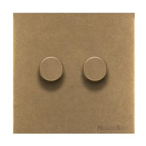 Windsor Range Aged Brass Switches & Sockets, WN50 - 2 Gang Dimmer 250 watts (Compatible with halogen/ incandescent bulbs) by Heritage Brass By M-Marcus