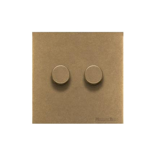 Windsor Range Aged Brass Switches & Sockets, WN50 - 2 Gang Dimmer 250 watts (Compatible with halogen/ incandescent bulbs) by Heritage Brass By M-Marcus