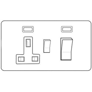 Primed White Flat Square Plate QPW-45A Cooker Unit/13A Socket by Heritage Brass By M-Marcus