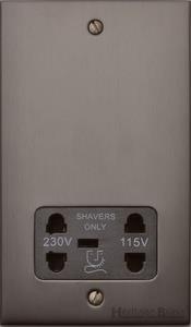 Heritage Brass Stylist Bronze Low Profile Plate - Square Edge - Shaver Socket Output Voltage 110/240V