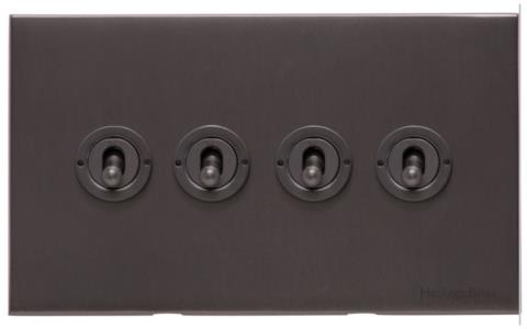 Windsor Range Matt Bronze Switches & Sockets, WN9 - 4 Gang Toggle Switch by Heritage Brass By M-Marcus