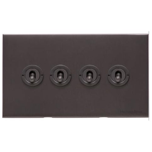 Windsor Range Matt Bronze Switches & Sockets, WN9 - 4 Gang Toggle Switch by Heritage Brass By M-Marcus