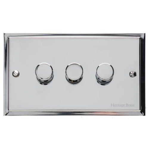 Elite Stepped Plate Range-Polished Chrome-3 Gang Dimmer (400 watts)