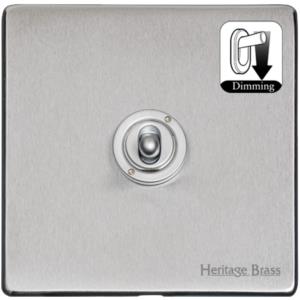 Vintage Range Satin Chrome Switches & Sockets, X03 - 1 Gang Dimming Toggle Switch by Heritage Brass By M-Marcus