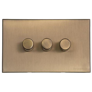 Windsor Range Antique Brass Switches & Sockets, WN91 - 3 Gang TED Dimmer (Compatible with LED Lamps) by Heritage Brass By M-Marcus