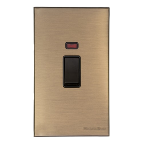 Windsor Range Matt Antique Brass, WN92 - 45A DP Cooker Switch with Neon (tall plate)