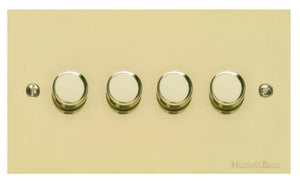Richmond Elite Range Satin Brass Switches & Sockets, LP44 - 4 Gang TED Dimmer (Compatible with LED Lamps) by Heritage Brass By M-Marcus