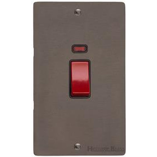 Elite Flat Plate Range Matt Bronze Switches & Sockets, T09 - 45A DP Cooker Switch with Neon (tall plate) by Heritage Brass By M-Marcus