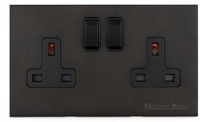 Windsor Range Dark Antique Bronze Switches & Sockets WN95 - Double Socket (13 Amp) by Heritage Brass By M-Marcus