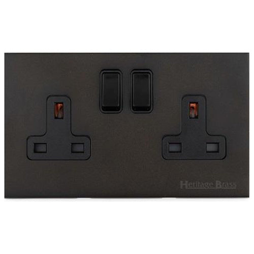 Windsor Range Dark Antique Bronze Switches & Sockets WN95 - Double Socket (13 Amp) by Heritage Brass By M-Marcus
