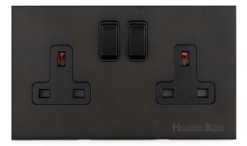 Windsor Range Dark Antique Bronze Switches & Sockets WN95 - Double Socket (13 Amp) by Heritage Brass By M-Marcus