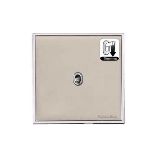 Executive Range Satin Nickel with Polished Chrome Switches & Sockets, EX25 - 1 Gang Dimming Stockholm Toggle by Heritage Brass By M-Marcus