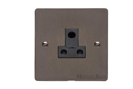 Heritage Brass Stylist Bronze Flat Plate - Round Edge - 5 Amp 3 Round Pin Socket