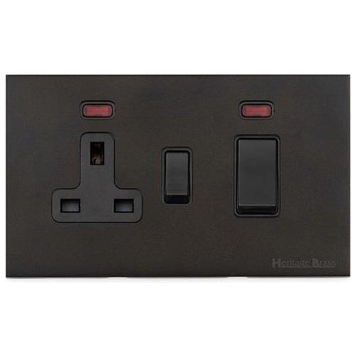 Windsor Range Dark Antique Bronze Switches & Sockets WN95 - 45A Cooker Unit + 13A Socket by Heritage Brass By M-Marcus