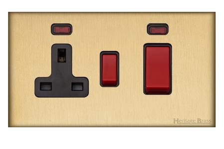 Windsor Range Matt Brass Switches & Sockets, WN40 - 45A Cooker Unit + 13A Socket by Heritage Brass By M-Marcus