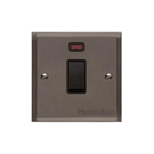 Elite Stepped Plate Range Matt Bronze Switches & Sockets, S09 - 20A Double Pole Switch with Neon by Heritage Brass By M-Marcus