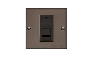 Heritage Brass Stylist Bronze Low Profile Plate - Square Edge - 1 Gang RJ45