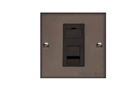 Heritage Brass Stylist Bronze Low Profile Plate - Square Edge - 1 Gang RJ45