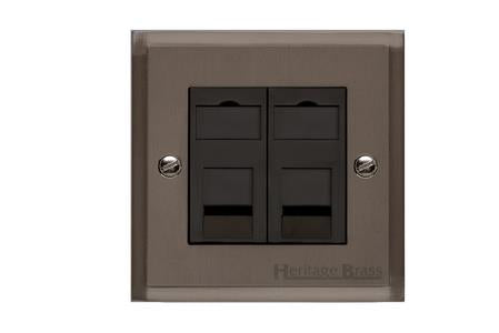 Elite Stepped Plate Range Matt Bronze Switches & Sockets, S09 - 2 Gang RJ45 by Heritage Brass By M-Marcus