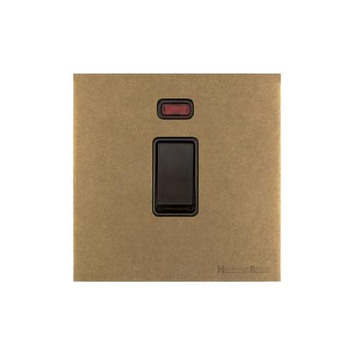 Windsor Range Aged Brass Switches & Sockets, WN50 - 20A Double Pole Switch with Neon by Heritage Brass By M-Marcus