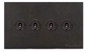 Windsor Range Dark Antique Bronze Switches & Sockets WN95 - 4 Gang Toggle Switch by Heritage Brass By M-Marcus