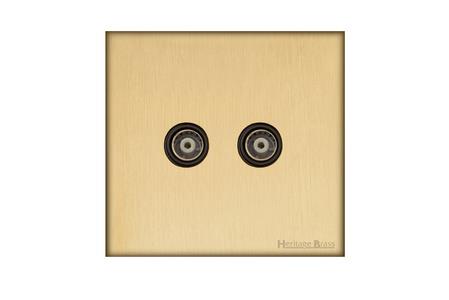 Windsor Range Matt Brass-2 Gang TV Coaxial Socket