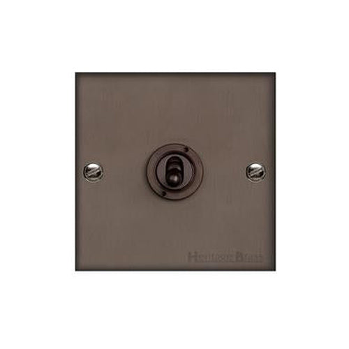 Heritage Brass Stylist Bronze Low Profile Plate - Square Edge - 1 Gang 2-Way Classic Toggle Switch -Type RL9 by Heritage Brass By M-Marcus