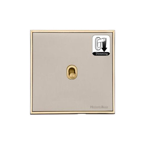 Executive Range Satin Nickel with Polished Brass Switches & Sockets, EX15 - 1 Gang Dimming Stockholm Toggle by Heritage Brass By M-Marcus