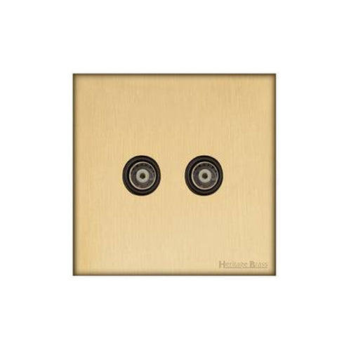 Windsor Range Matt Brass Switches & Sockets, WN40 - TV/FM Diplexed Socket by Heritage Brass By M-Marcus