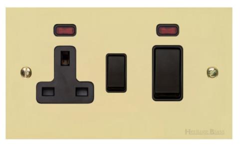 Richmond Elite Range Satin Brass Switches & Sockets, LP44 - 45A Cooker Unit + 13A Socket by Heritage Brass By M-Marcus
