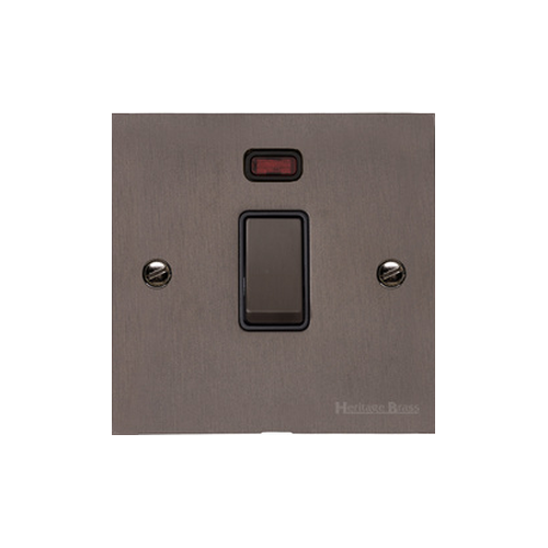 Heritage Brass Stylist Bronze Flat Plate - Square Edge - 20A Double Pole Switch with Neon - Type QL9 by Heritage Brass By M-Marcus