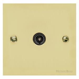 Richmond Elite Range Satin Brass Switches & Sockets, LP44 - 1 Gang Non-Isolated TV Coaxial Socket by Heritage Brass By M-Marcus