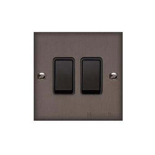 Richmond Elite Range Matt Bronze Switches & Sockets, LP9 - 2 Gang Rocker Switch by Heritage Brass By M-Marcus