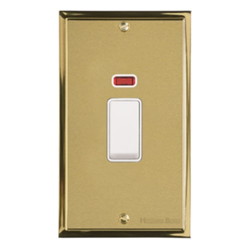 Elite Stepped Plate Range Satin Brass, S04 - 45A DP Cooker Switch with Neon (tall plate)