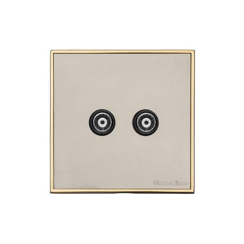 Executive Range-Satin Nickel-2 Gang TV Coaxial Socket