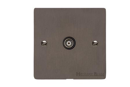 Elite Flat Plate Range Matt Bronze Switches & Sockets, T09 - 1 Gang Non-Isolated TV Coaxial Socket by Heritage Brass By M-Marcus