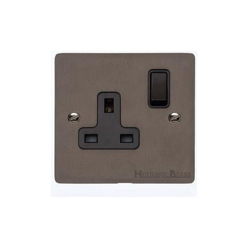 Elite Flat Plate Range Matt Bronze Switches & Sockets, T09 - Single Socket (13 Amp) by Heritage Brass By M-Marcus