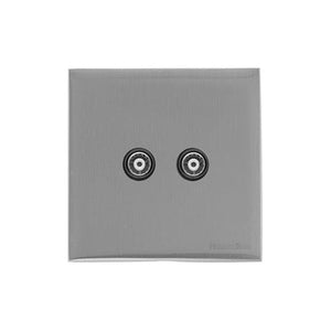 Windsor Range Satin Chrome Silk Switches & Sockets, WN35 - TV/FM Diplexed Socket by Heritage Brass By M-Marcus