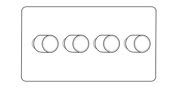 Executive Range-Satin Black Nickel & Chrome-4 Gang TED Dimmer (Compatible with LED Lamps)