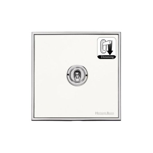 Executive Range Matt White with Polished Chrome Switches & Sockets, EX20 - 1 Gang Dimming Toggle Switch by Heritage Brass By M-Marcus