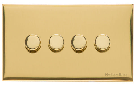 Windsor Range Polished Brass Switches & Sockets, WN1 - 4 Gang TED Dimmer (Compatible with LED Lamps) by Heritage Brass By M-Marcus