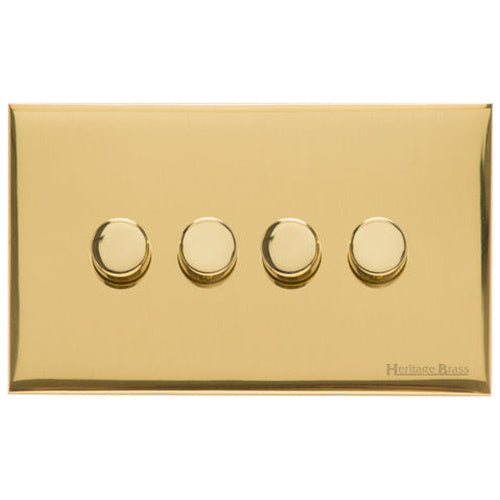 Windsor Range Polished Brass Switches & Sockets, WN1 - 4 Gang TED Dimmer (Compatible with LED Lamps) by Heritage Brass By M-Marcus